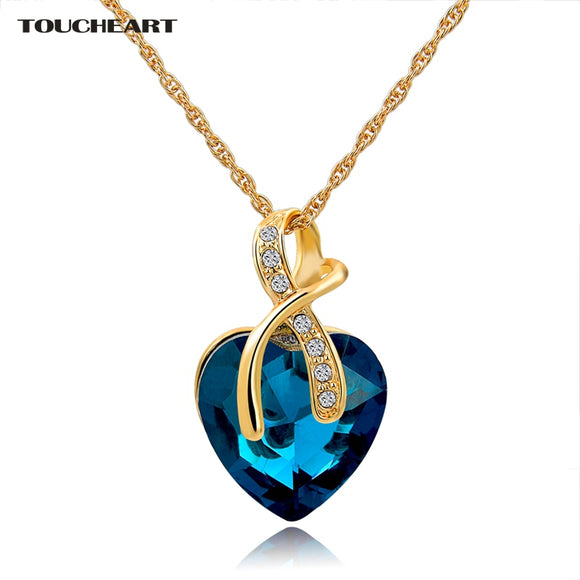 Austrian Crystal Heart Pendants Necklaces