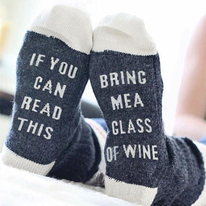 If You Can Read This Bring Me A Glass Of Wine Socks